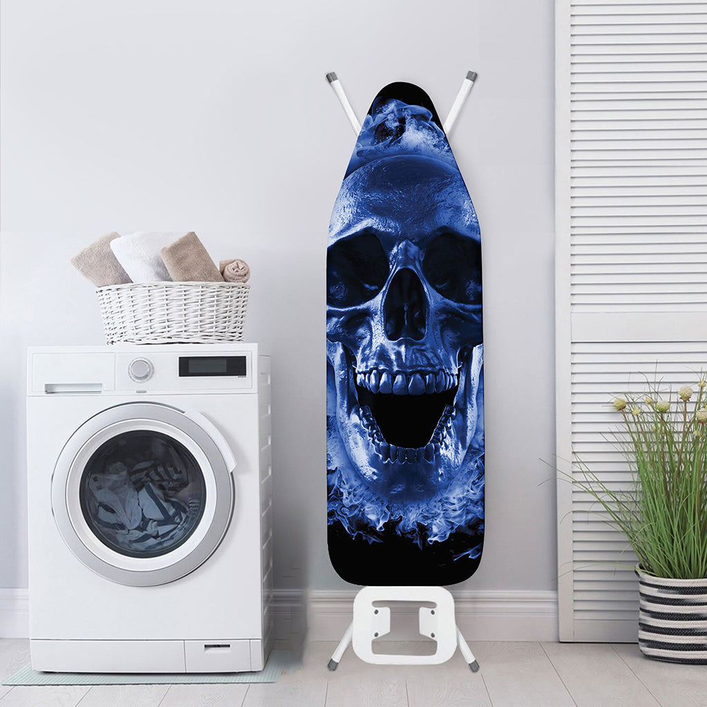 Blue Flaming Skull Print Ironing Board Cover