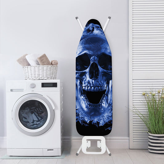 Blue Flaming Skull Print Ironing Board Cover