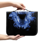 Blue Flaming Skull Print Leather Bible Cover