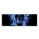 Blue Flaming Skull Print Long Kitchen Mat