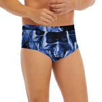 Blue Flaming Skull Print Men's Briefs