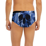 Blue Flaming Skull Print Men's Briefs
