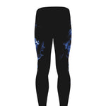 Blue Flaming Skull Print Men's leggings