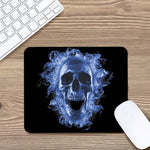 Blue Flaming Skull Print Mouse Pad