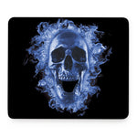 Blue Flaming Skull Print Mouse Pad