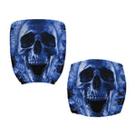 Blue Flaming Skull Print Office Chair Cover