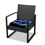 Blue Flaming Skull Print Outdoor Seat Cushion Cover