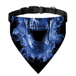 Blue Flaming Skull Print Over The Collar Dog Bandana