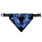 Blue Flaming Skull Print Over The Collar Dog Bandana