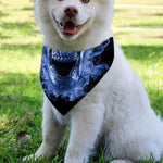 Blue Flaming Skull Print Over The Collar Dog Bandana