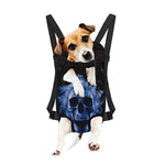 Blue Flaming Skull Print Pet Carrier Backpack