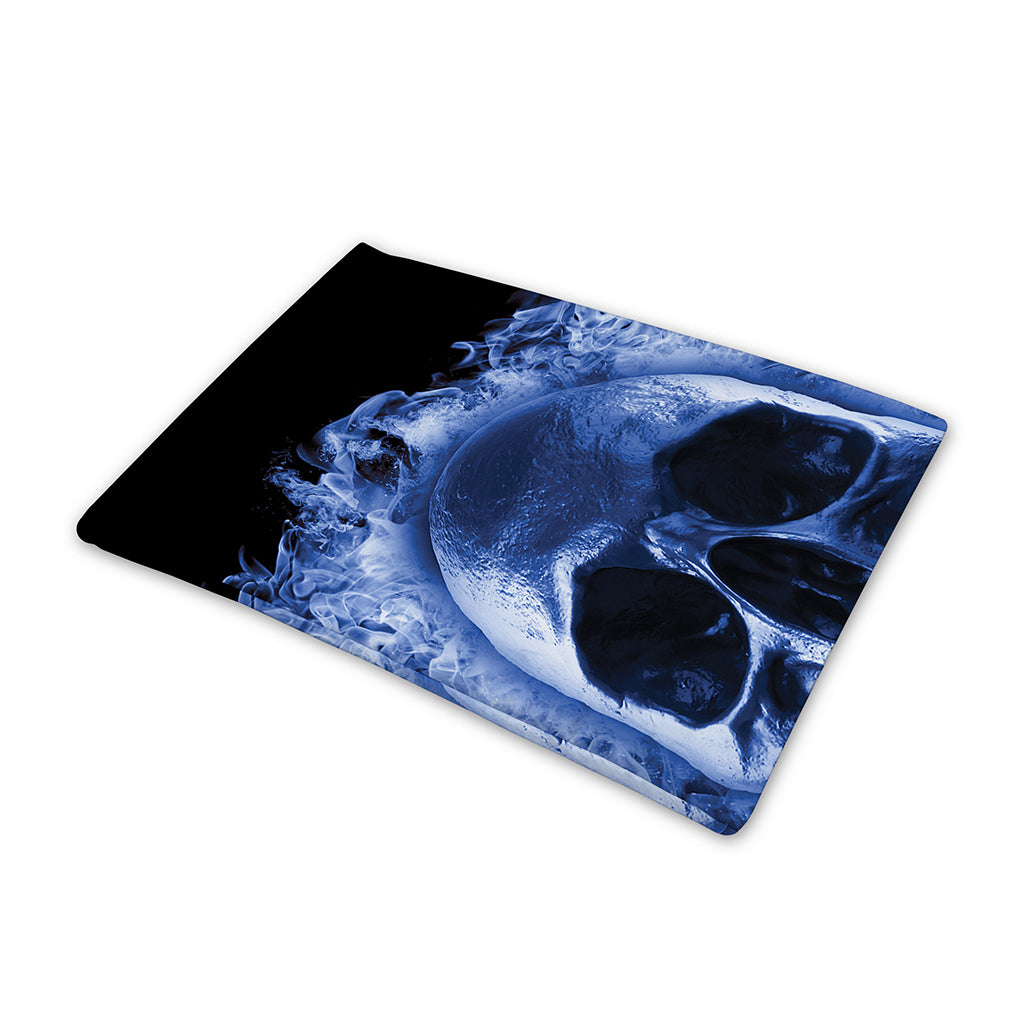 Blue Flaming Skull Print Pet Cooling Mat Cover
