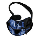 Blue Flaming Skull Print Pet Sling Carrier