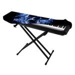 Blue Flaming Skull Print Piano Keyboard Cover