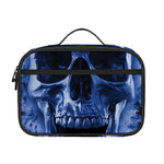 Blue Flaming Skull Print Portable Lunch Bag