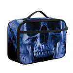 Blue Flaming Skull Print Portable Lunch Bag