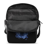 Blue Flaming Skull Print Rectangular Crossbody Bag