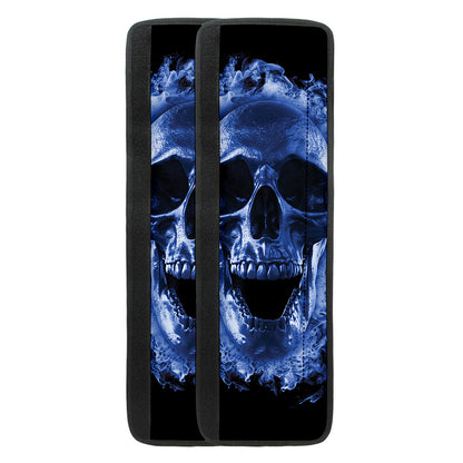Blue Flaming Skull Print Refrigerator Handle Covers