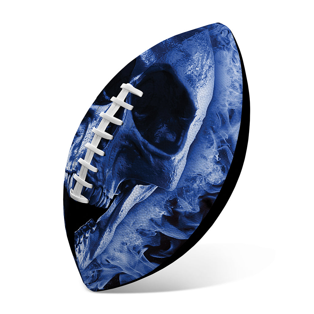 Blue Flaming Skull Print Rugby Ball