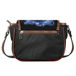 Blue Flaming Skull Print Saddle Bag
