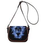 Blue Flaming Skull Print Saddle Bag