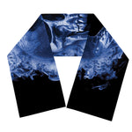 Blue Flaming Skull Print Scarf
