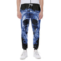 Blue Flaming Skull Print Joggers