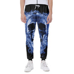 Blue Flaming Skull Print Scuba Joggers