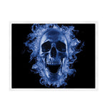 Blue Flaming Skull Print Sherpa Blanket