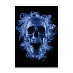 Blue Flaming Skull Print Sherpa Blanket