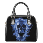 Blue Flaming Skull Print Shoulder Handbag