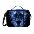 Blue Flaming Skull Print Shoulder Strap Bible Bag