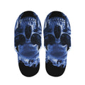 Blue Flaming Skull Print Slippers