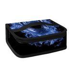 Blue Flaming Skull Print Small Lunch Bag