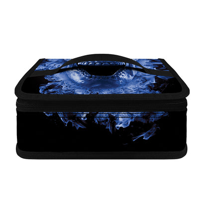 Blue Flaming Skull Print Small Lunch Bag
