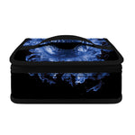 Blue Flaming Skull Print Small Lunch Bag