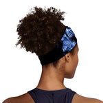Blue Flaming Skull Print Sports Headband