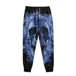 Blue Flaming Skull Print Sweatpants