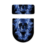 Blue Flaming Skull Print Toilet Lid And Tank Cover Set