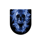 Blue Flaming Skull Print Toilet Lid Cover