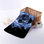 Blue Flaming Skull Print Towel