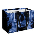 Blue Flaming Skull Print Utility Tote Bag