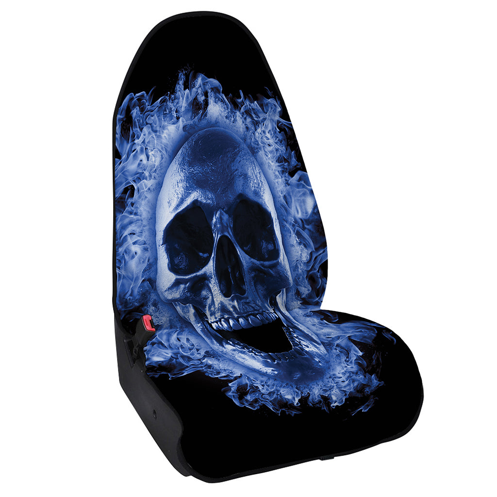 Blue Flaming Skull Print Waterproof Car Seat Cover