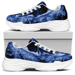 Blue Flaming Skull Print White Chunky Shoes