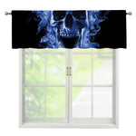 Blue Flaming Skull Print Window Valance