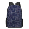 Blue Floral Patchwork Pattern Print 17 Inch Backpack