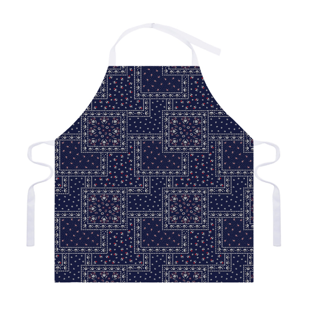 Blue Floral Patchwork Pattern Print Adjustable Apron
