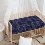 Blue Floral Patchwork Pattern Print Baby Crib Sheet