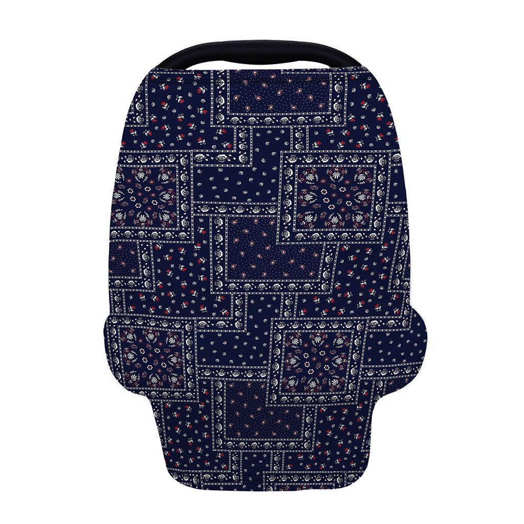 Blue Floral Patchwork Pattern Print Baby Seat Cover