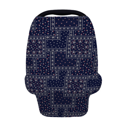 Blue Floral Patchwork Pattern Print Baby Seat Cover